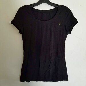 Girdear Pocket Black Short Sleeve Top Shirt Size 2